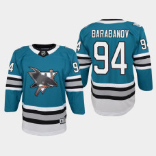 Youth San Jose Sharks Alexander Barabanov #94 Throwback 2021 Jersey Blue