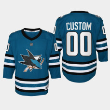 Youth San Jose Sharks Custom #00 Home Replica 2022-23 Jersey Teal