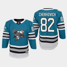 Youth San Jose Sharks Ivan Chekhovich #82 Throwback 30th Anniversary 2021 Jersey Teal