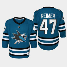 Youth San Jose Sharks James Reimer #47 Home Replica 2022-23 Jersey Teal