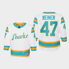 Youth San Jose Sharks James Reimer #47 Special Edition 2.0 Replica Retro 2022 Jersey White