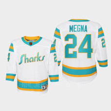 Youth San Jose Sharks Jaycob Megna #24 Special Edition 2.0 Replica Retro 2022 Jersey White