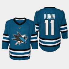 Youth San Jose Sharks Luke Kunin #11 Home Replica 2022-23 Jersey Teal