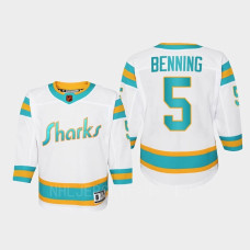 Youth San Jose Sharks Matt Benning #5 Special Edition 2.0 Replica Retro 2022 Jersey White