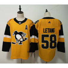 Pittsburgh Penguins #58 Kris Letang Yellow Alternate Stitched Jersey