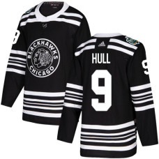 Blackhawks #9 Bobby Hull Black Authentic 2019 Winter Classic Stitched Jersey