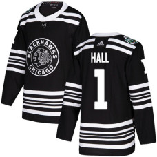 Blackhawks #1 Glenn Hall Black Authentic 2019 Winter Classic Stitched Jersey