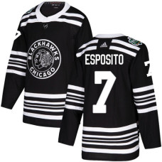 Blackhawks #7 Tony Esposito Black Authentic 2019 Winter Classic Stitched Jersey