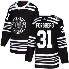 Blackhawks #31 Anton Forsberg Black Authentic 2019 Winter Classic Stitched Jersey