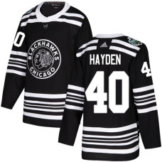 Blackhawks #40 John Hayden Black Authentic 2019 Winter Classic Stitched Jersey