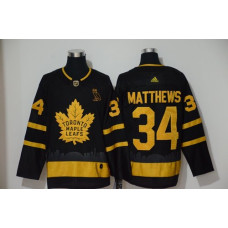 Toronto Maple Leafs 34 Auston Matthews Black Gold Jersey