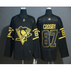 Pittsburgh Penguins #87 Sidney Crosby Black Golden Stitched Jersey