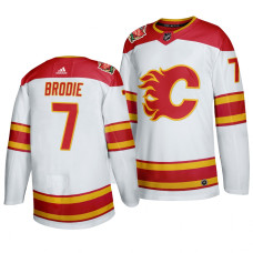 Calgary Flames #7 T. J. Brodie 2019-20 White Heritage Authentic Classic Jersey