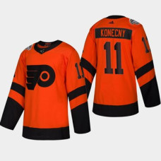 #11 Travis Konecny Flyers Coors Light 2019 Stadium Series Orange Authentic Jersey