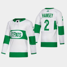 Toronto Maple Leafs #2 Ron Hainsey Toronto St. Pats Road Authentic Player White Jersey