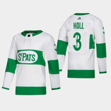 Toronto Maple Leafs #3 Justin Holl Toronto St. Pats Road Authentic Player White Jersey