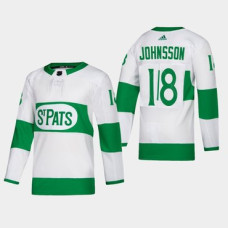 Toronto Maple Leafs #18 Andreas Johnsson St. Pats Road Authentic Player White Jersey