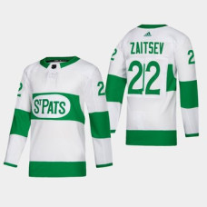 Toronto Maple Leafs #22 Nikita Zaitsev St. Pats Road Authentic Player White Jersey