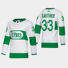 Toronto Maple Leafs #33 Frederik Gauthier St. Pats Road Authentic Player White Jersey