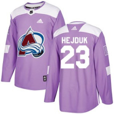 Colorado Avalanche #23 Milan Hejduk Authentic Fights Cancer Practice Purple With Jersey 2022 Stanley Cup Champions Patch