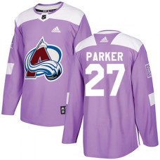 Colorado Avalanche #27 Scott Parker Authentic Fights Cancer Practice Purple With Jersey 2022 Stanley Cup Champions Patch