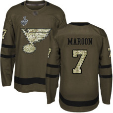 St. Louis Blues #7 Patrick Maroon Green Salute to Service 2019 Stanley Cup Final Bound Stitched Hockey Jersey