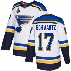 St. Louis Blues #17 Jaden Schwartz White Road Authentic 2019 Stanley Cup Final Bound Stitched Hockey Jersey