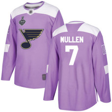 St. Louis Blues #7 Joe Mullen Purple Authentic Fights Cancer 2019 Stanley Cup Final Bound Stitched Hockey Jersey