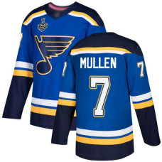 St. Louis Blues #7 Joe Mullen Blue Home Authentic 2019 Stanley Cup Final Bound Stitched Hockey Jersey