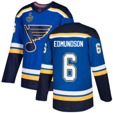 St. Louis Blues #6 Joel Edmundson Blue Home Authentic 2019 Stanley Cup Final Bound Stitched Hockey Jersey