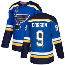 St. Louis Blues #9 Shayne Corson Blue Home Authentic 2019 Stanley Cup Final Bound Stitched Hockey Jersey