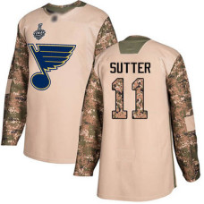 St. Louis Blues #11 Brian Sutter Camo Authentic 2017 Veterans Day 2019 Stanley Cup Final Bound Stitched Hockey Jersey