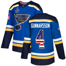 St. Louis Blues #4 Carl Gunnarsson Blue Home Authentic USA Flag 2019 Stanley Cup Final Bound Stitched Hockey Jersey