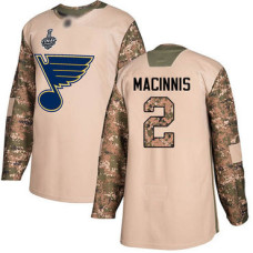 St. Louis Blues #2 Al MacInnis Camo Authentic 2017 Veterans Day 2019 Stanley Cup Final Bound Stitched Hockey Jersey