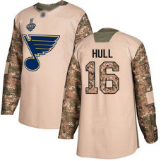 St. Louis Blues #16 Brett Hull Camo Authentic 2017 Veterans Day 2019 Stanley Cup Final Bound Stitched Hockey Jersey