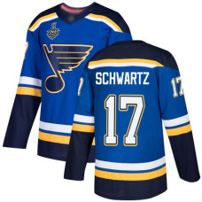 St. Louis Blues #17 Jaden Schwartz Blue Home Authentic 2019 Stanley Cup Final Bound Stitched Hockey Jersey