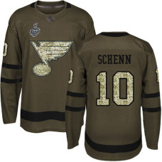 St. Louis Blues #10 Brayden Schenn Green Salute to Service 2019 Stanley Cup Final Bound Stitched Hockey Jersey