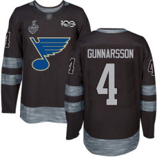 St. Louis Blues #4 Carl Gunnarsson Black 1917-2017 100th Anniversary 2019 Stanley Cup Final Bound Stitched Hockey Jersey