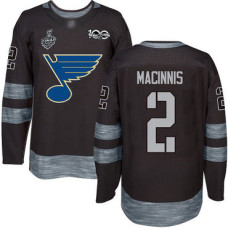 St. Louis Blues #2 Al MacInnis Black 1917-2017 100th Anniversary 2019 Stanley Cup Final Bound Stitched Hockey Jersey