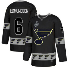 St. Louis Blues #6 Joel Edmundson Black Authentic Team Logo Fashion 2019 Stanley Cup Final Bound Stitched Hockey Jersey