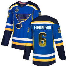 St. Louis Blues #6 Joel Edmundson Blue Home Authentic Drift Fashion 2019 Stanley Cup Final Bound Stitched Hockey Jersey