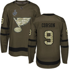 St. Louis Blues #9 Shayne Corson Green Salute to Service 2019 Stanley Cup Final Bound Stitched Hockey Jersey