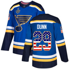 St. Louis Blues #29 Vince Dunn Blue Home Authentic USA Flag 2019 Stanley Cup Final Bound Stitched Hockey Jersey