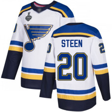 St. Louis Blues #20 Alexander Steen White Road Authentic 2019 Stanley Cup Final Bound Stitched Hockey Jersey