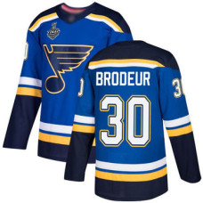 St. Louis Blues #30 Martin Brodeur Blue Home Authentic 2019 Stanley Cup Final Bound Stitched Hockey Jersey