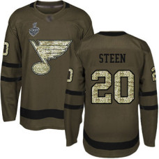 St. Louis Blues #20 Alexander Steen Green Salute to Service 2019 Stanley Cup Final Bound Stitched Hockey Jersey