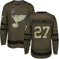 St. Louis Blues #27 Alex Pietrangelo Green Salute to Service 2019 Stanley Cup Final Bound Stitched Hockey Jersey