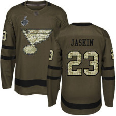 St. Louis Blues #23 Dmitrij Jaskin Green Salute to Service 2019 Stanley Cup Final Bound Stitched Hockey Jersey