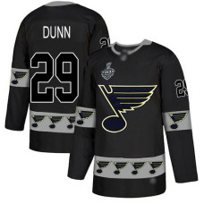 St. Louis Blues #29 Vince Dunn Black Authentic Team Logo Fashion 2019 Stanley Cup Final Bound Stitched Hockey Jersey