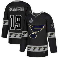 St. Louis Blues #19 Jay Bouwmeester Black Authentic Team Logo Fashion 2019 Stanley Cup Final Bound Stitched Hockey Jersey